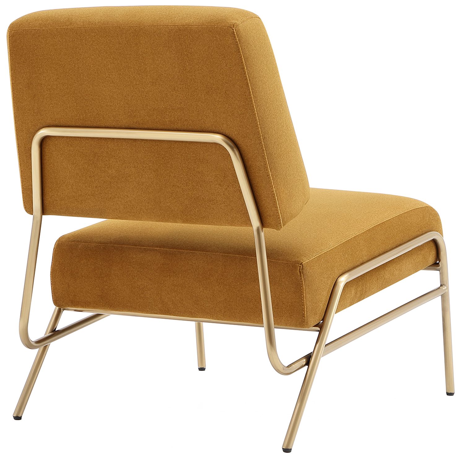 Image 7 Serenity Contemporary Modern Metal Upholstered Lounge Chair in Mustard more views