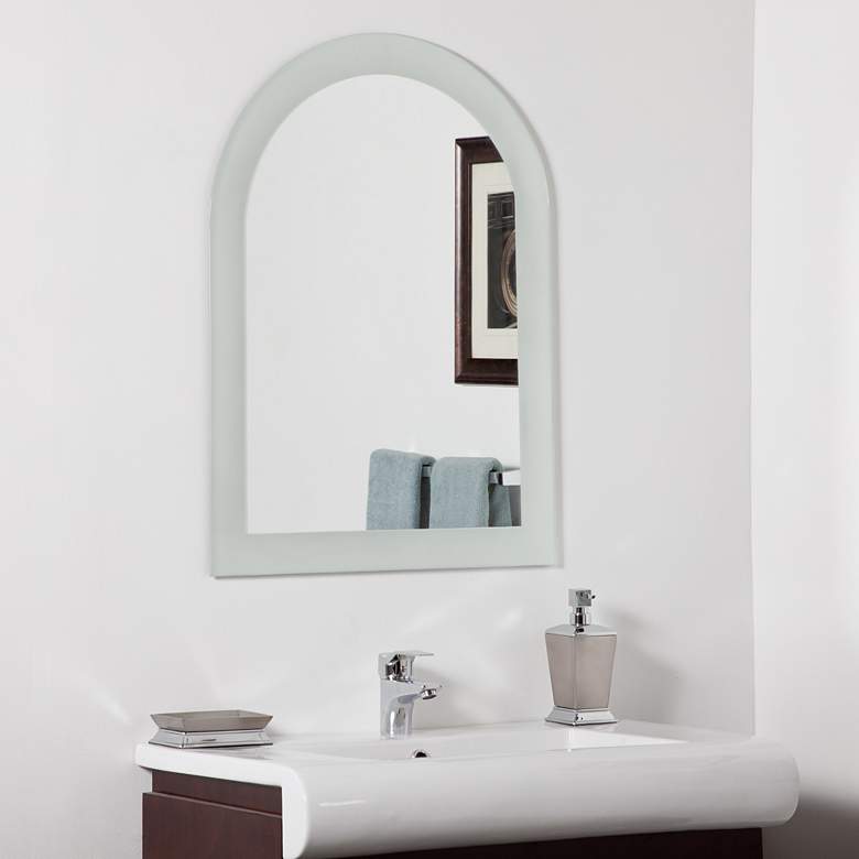 Image 1 Serenity Sandblasted 23 1/2" x 31 1/2" Arch Top Wall Mirror