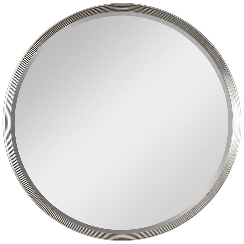 Image 2 Serenza Silver Leaf 42" Round Oversized Wall Mirror