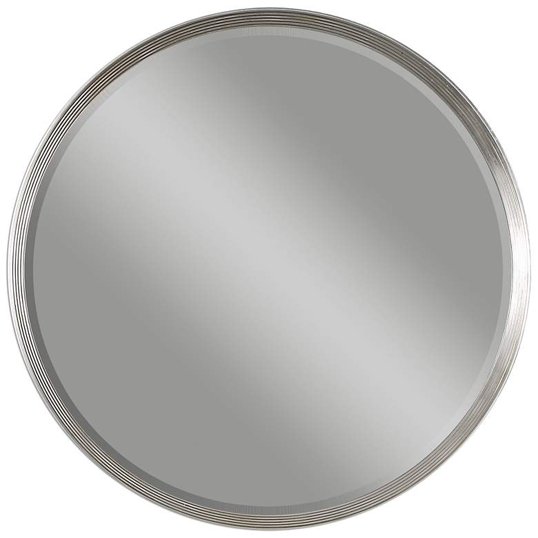 Image 2 Serenza Silver Leaf 42" Round Oversized Wall Mirror