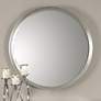 Serenza Silver Leaf 42" Round Oversized Wall Mirror