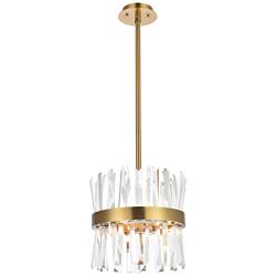 Serephina 12" Wide Satin Gold Crystal 6-Light Mini Pendant