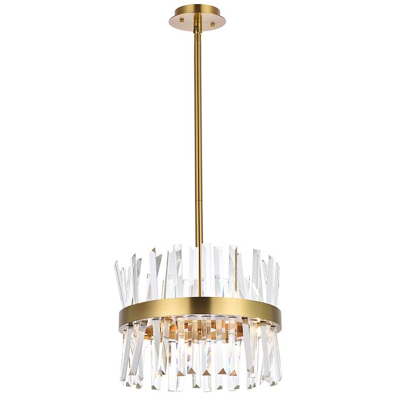 Image 3 Serephina 16" Wide Satin Gold and Crystal Pendant Light