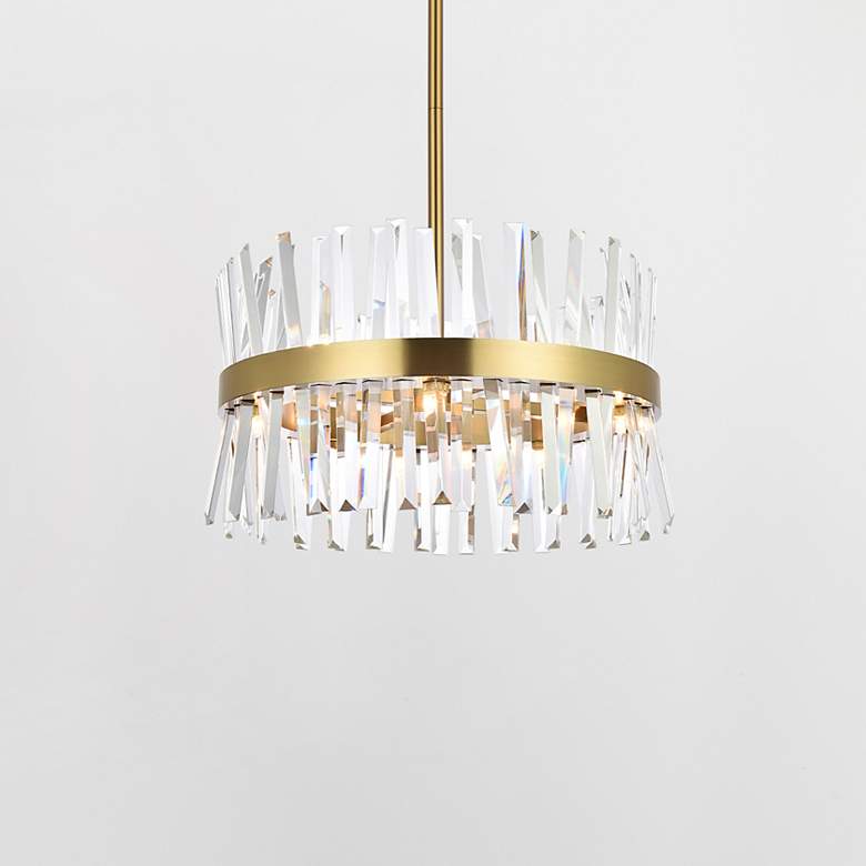Image 2 Serephina 20" Wide Satin Gold Crystal 10-Light Pendant