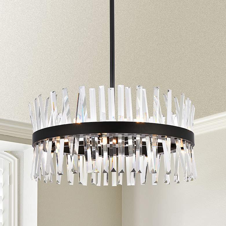 Image 1 Serephina 25" Wide Black Clear Crystal 14-Light Pendant