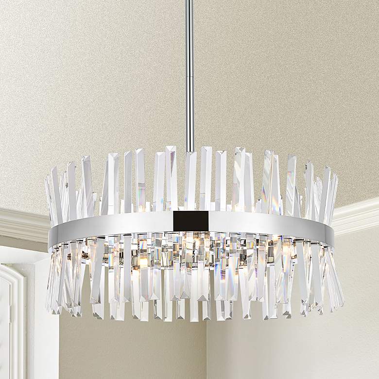 Image 1 Serephina 25" Wide Chrome Clear Crystal 14-Light Pendant