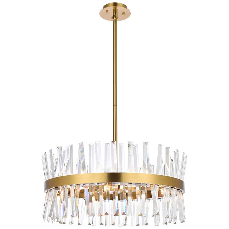 Image 3 Serephina 25" Wide Satin Gold Crystal 14-Light Pendant