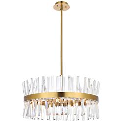 Serephina 25" Wide Satin Gold Crystal 14-Light Pendant
