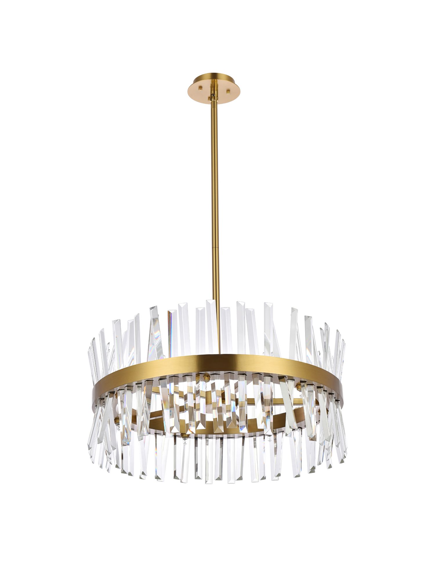 Serephina 25" Wide Satin Gold Crystal 14-Light Pendant in scene