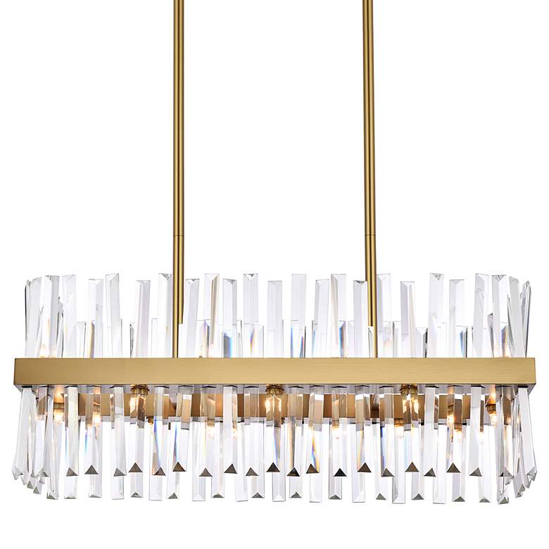 Image 3 Serephina 30 inch Crystal Rectangle Chandelier Lt In Satin Gold