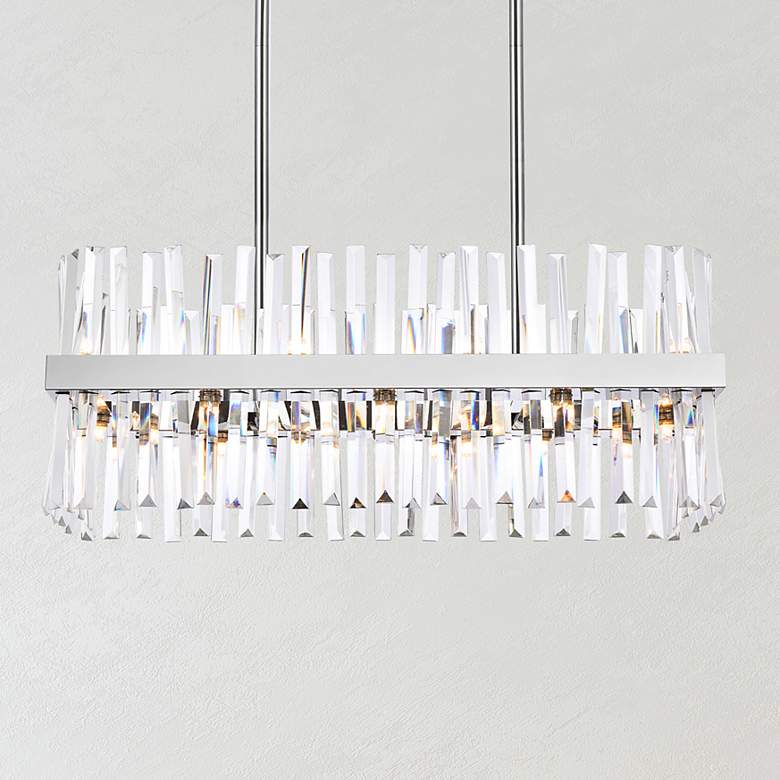Image 1 Serephina 30 inch Crystal Rectangle Chandelier Lt