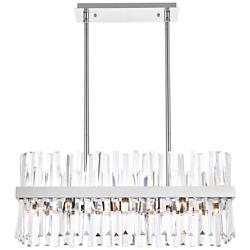 Serephina 30"W Chrome Crystal 16-Light Linear Chandelier