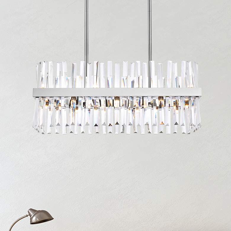 Image 1 Serephina 30"W Chrome Crystal 16-Light Linear Chandelier