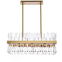 Serephina 30"W Satin Gold Crystal 16-Light Linear Chandelier