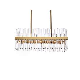 Image5 of Serephina 30"W Satin Gold Crystal 16-Light Linear Chandelier more views