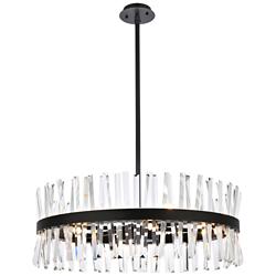 Serephina 32" Wide Black Crystal 16-Light Drum Chandelier