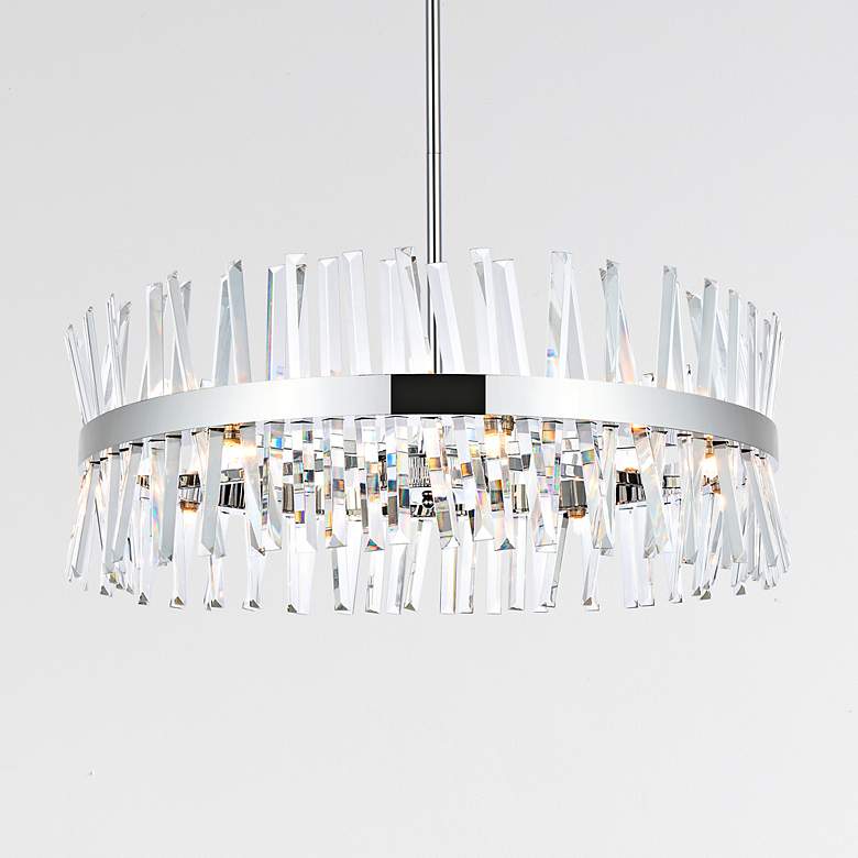 Image 1 Serephina 32" Wide Chrome Crystal 16-Light Drum Chandelier