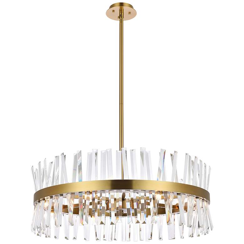 Image 2 Serephina 32"W Satin Gold Crystal 16-Light Drum Chandelier
