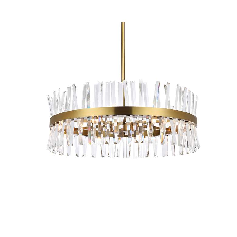 Image 4 Serephina 32"W Satin Gold Crystal 16-Light Drum Chandelier more views