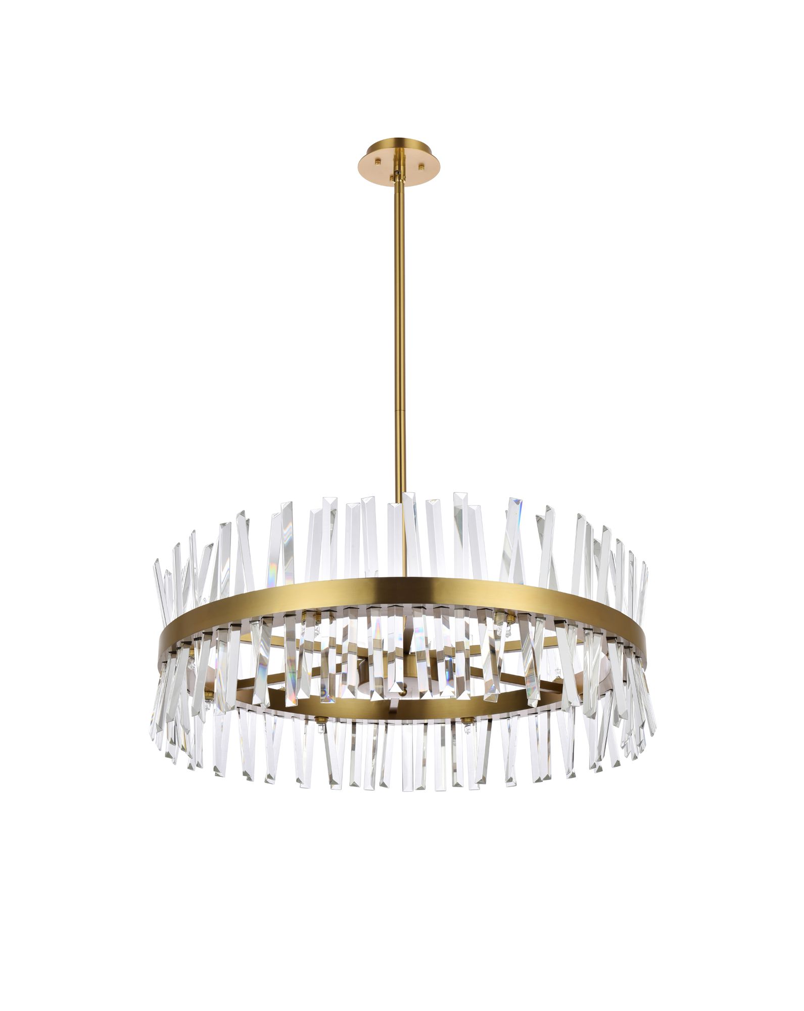 Serephina 32"W Satin Gold Crystal 16-Light Drum Chandelier