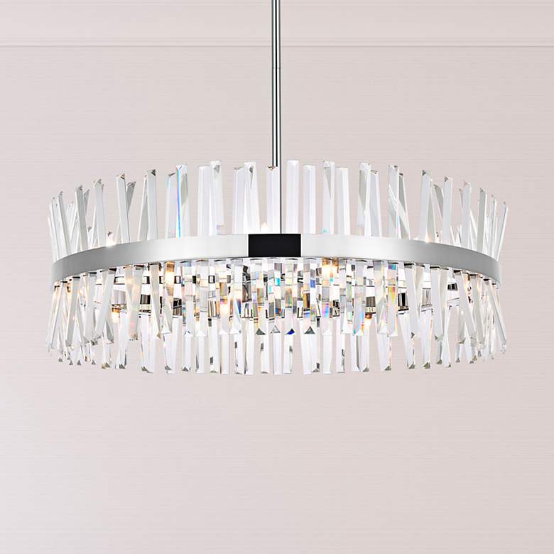 Image 1 Serephina 36" Wide Chrome Crystal 16-Light Drum Chandelier