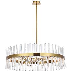 Serephina 36"W Satin Gold Crystal 16-Light Round Chandelier