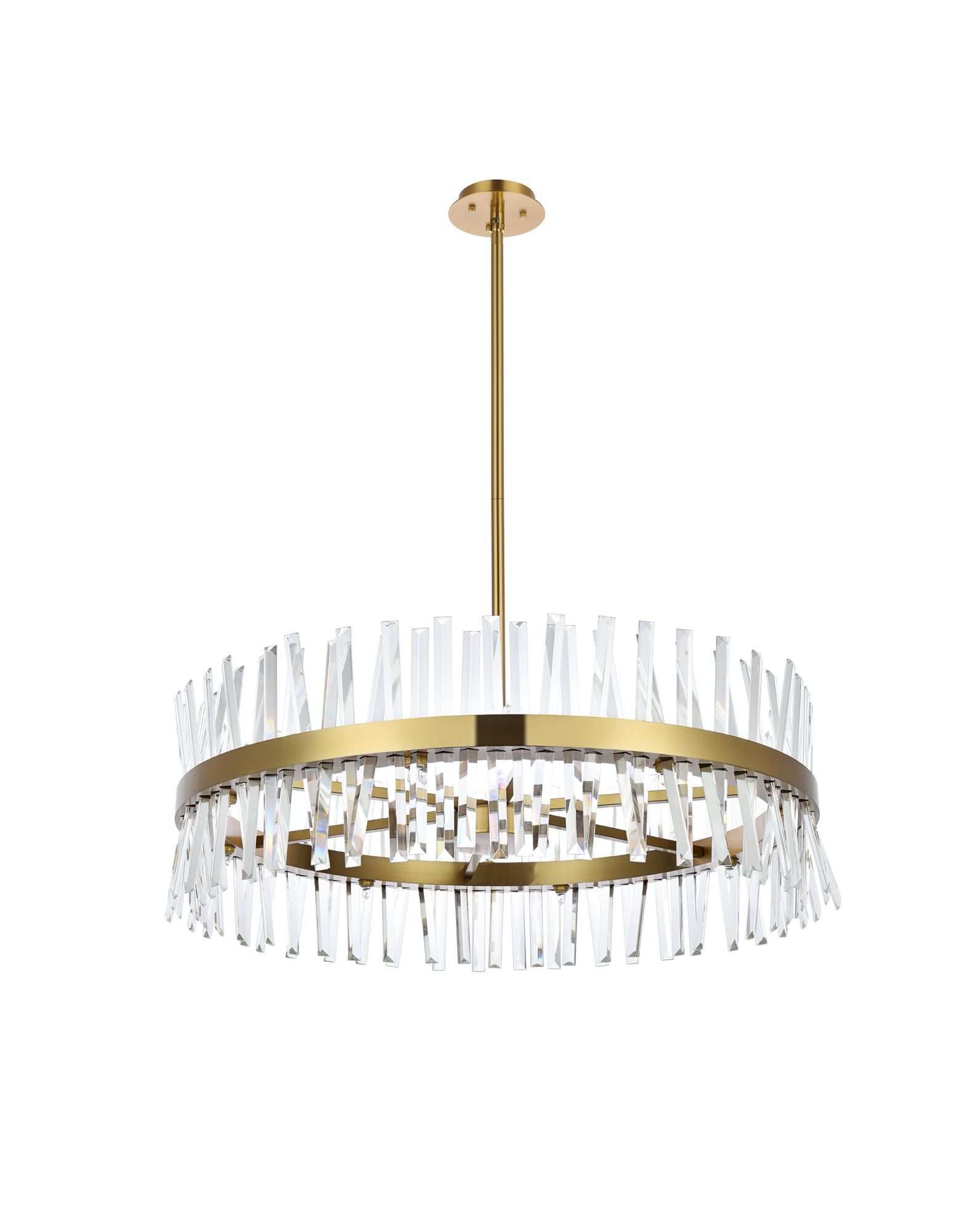 Serephina 36"W Satin Gold Crystal 16-Light Round Chandelier