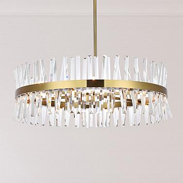 Serephina 36"W Satin Gold Crystal 16-Light Round Chandelier