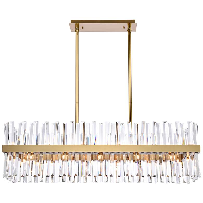 Image 2 Serephina 42 inch Crystal Rectangle Chandelier Lt In Satin Gold