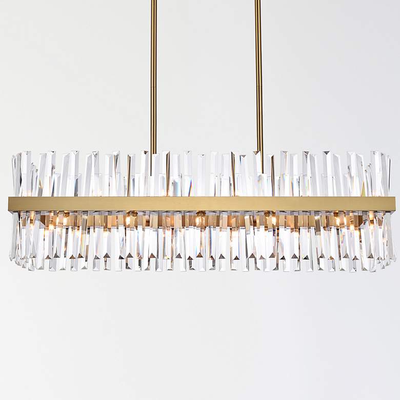 Image 1 Serephina 42 inch Crystal Rectangle Chandelier Lt In Satin Gold