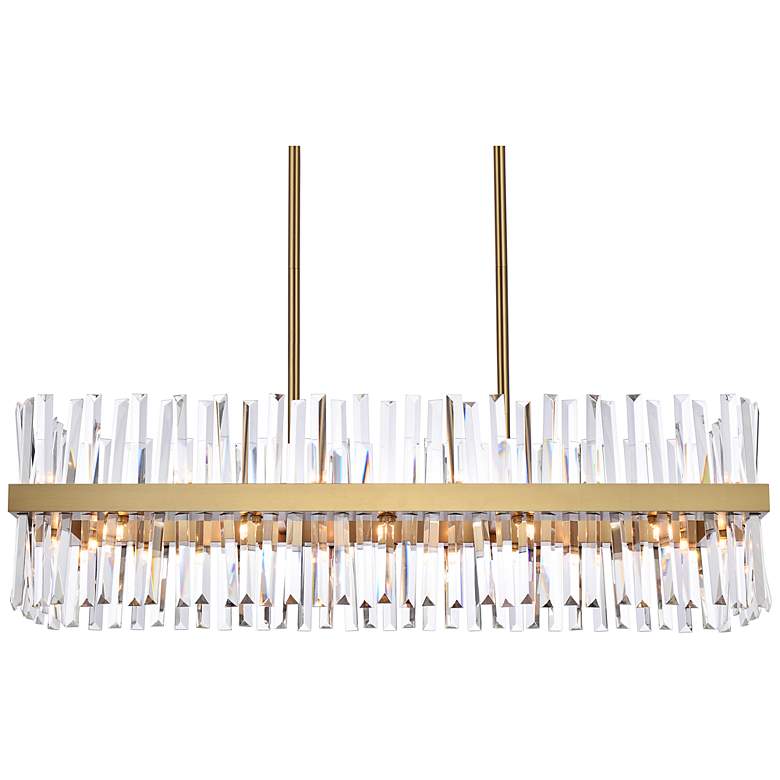 Image 4 Serephina 42 inch Crystal Rectangle Chandelier Lt In Satin Gold more views