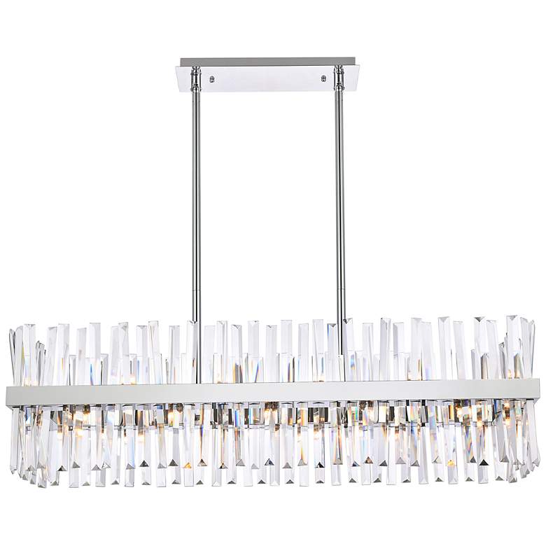 Image 3 Serephina 42 inch Wide Chrome Crystal 24-Light Linear Chandelier