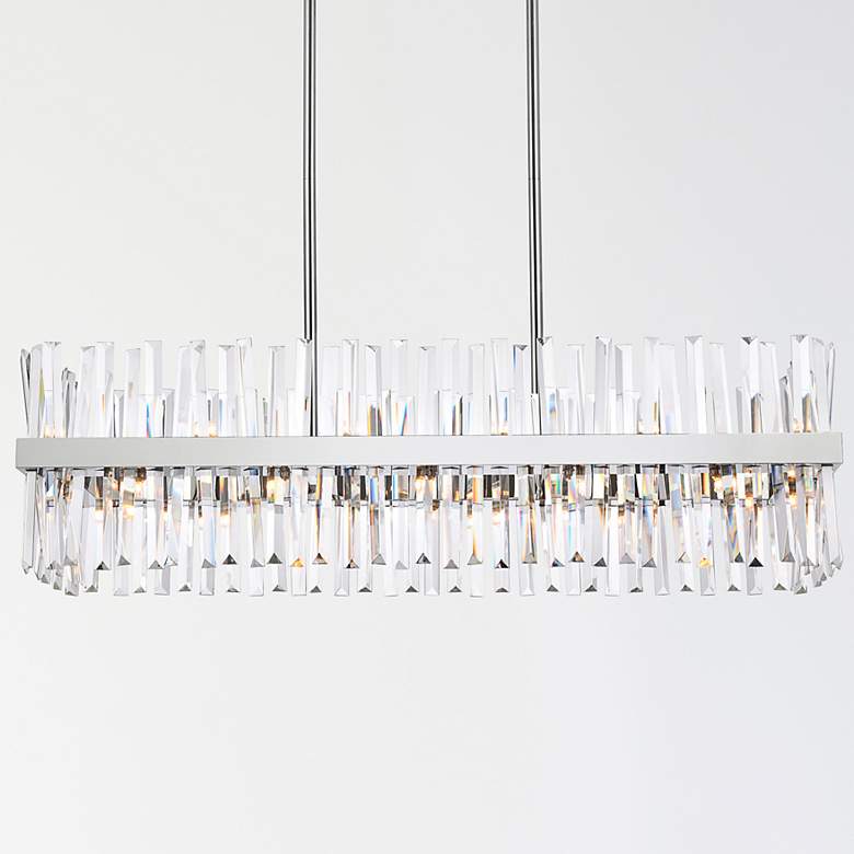 Image 2 Serephina 42 inch Wide Chrome Crystal 24-Light Linear Chandelier