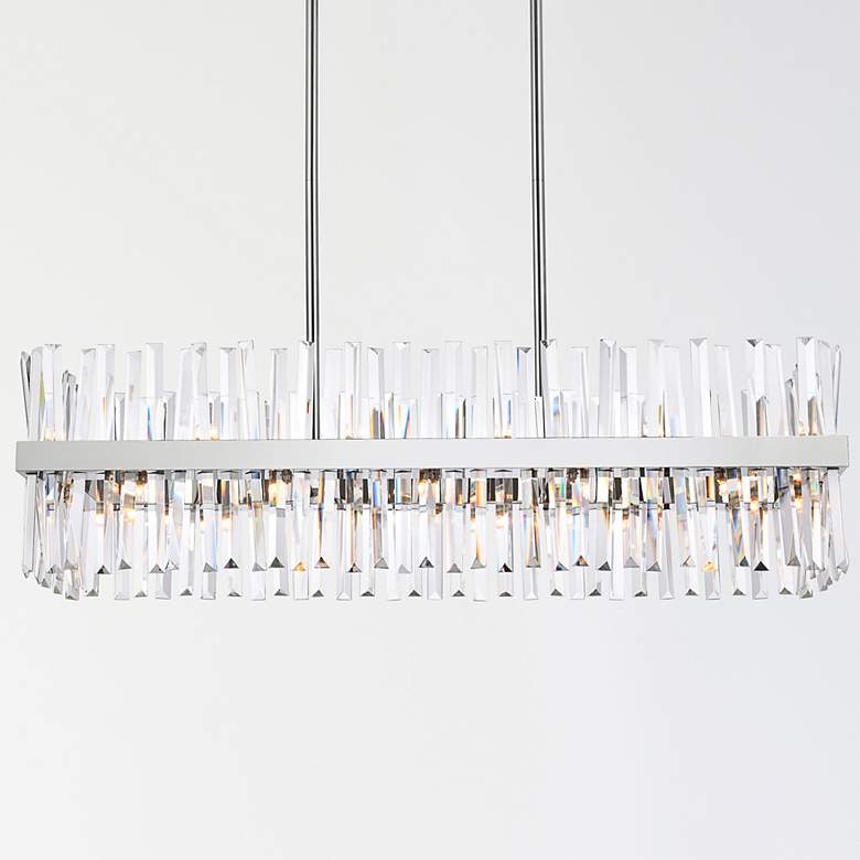 Image 1 Serephina 42" Wide Chrome Crystal 24-Light Linear Chandelier