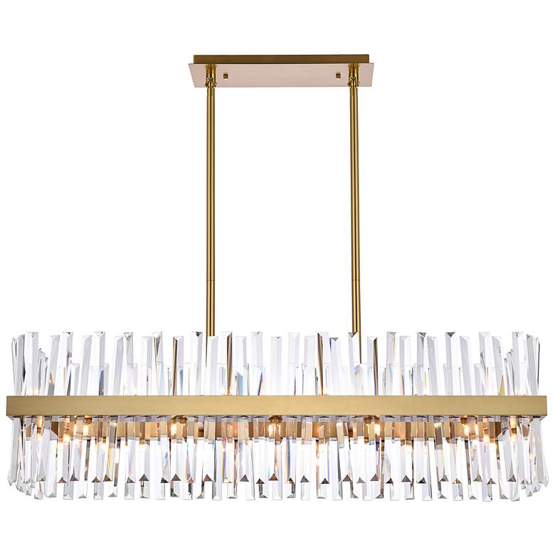 Image 2 Serephina 42"W Satin Gold Crystal 24-Light Linear Chandelier