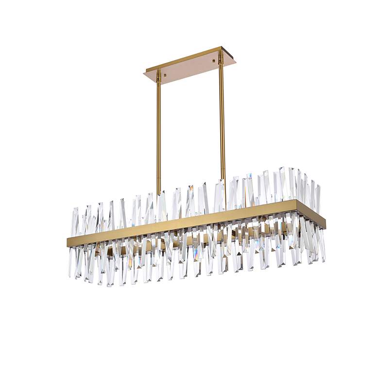 Image 7 Serephina 42"W Satin Gold Crystal 24-Light Linear Chandelier more views
