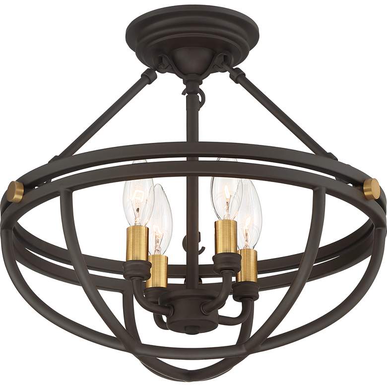 Image 4 Sergeant 15 3/4 inch Wide Western Bronze 4-Light Ceiling Light more views