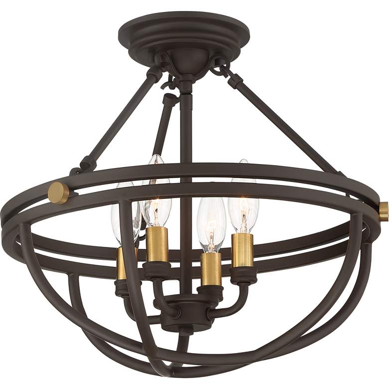 Image 5 Sergeant 15 3/4 inch Wide Western Bronze 4-Light Ceiling Light more views