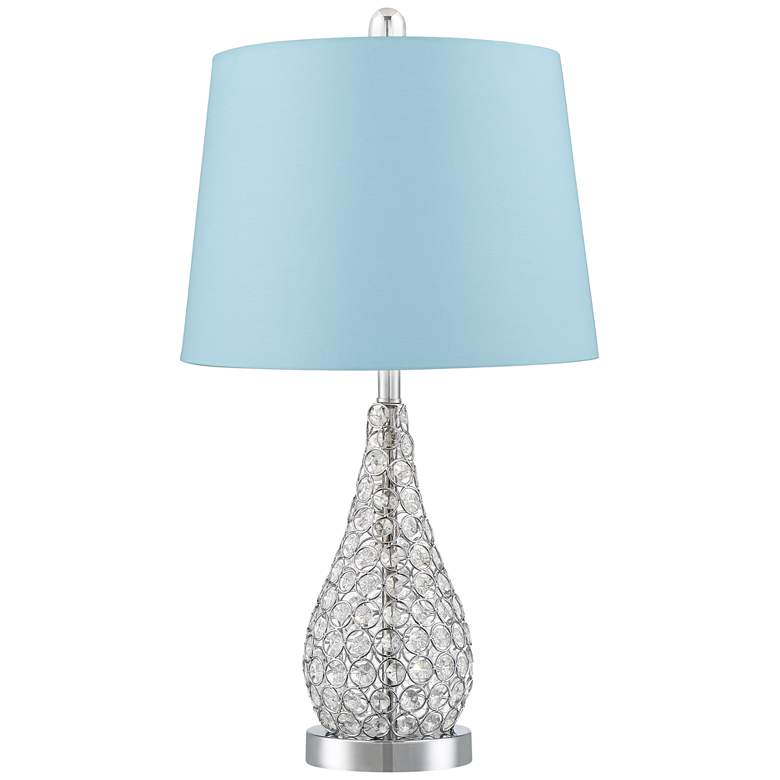 Sergio Chrome Blue Hardback USB Accent Table Lamps Set of 2 more views