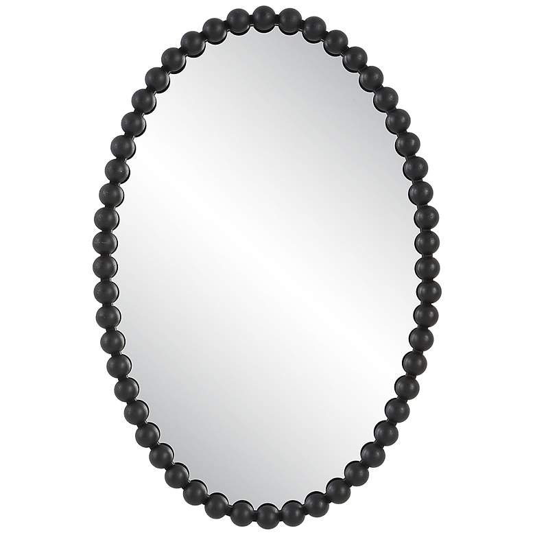 Image 3 Serna Matte Black 20" x 30" Beaded Oval Wall Mirror