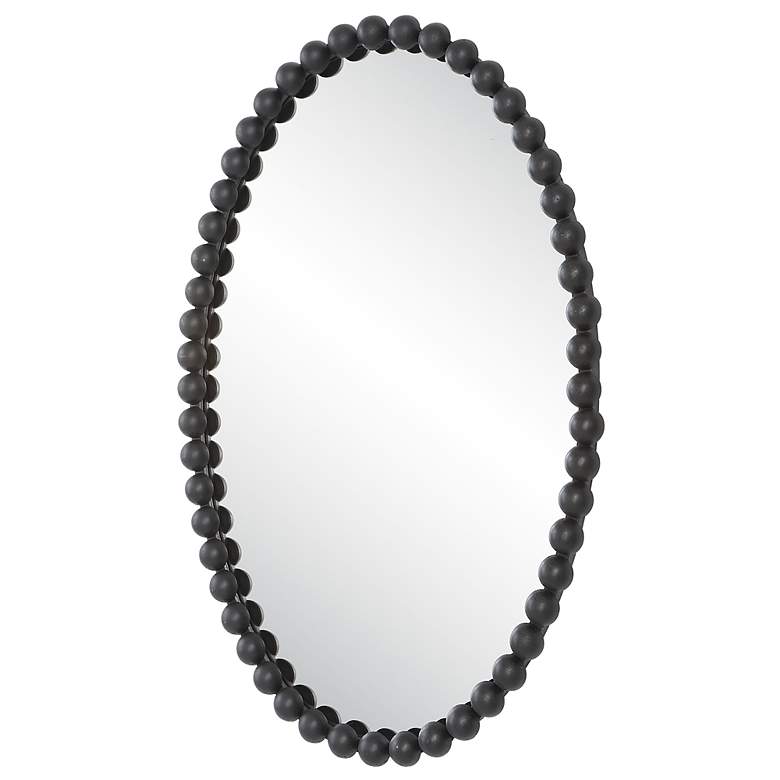 Image 5 Serna Matte Black 20 inch x 30 inch Beaded Oval Wall Mirror more views