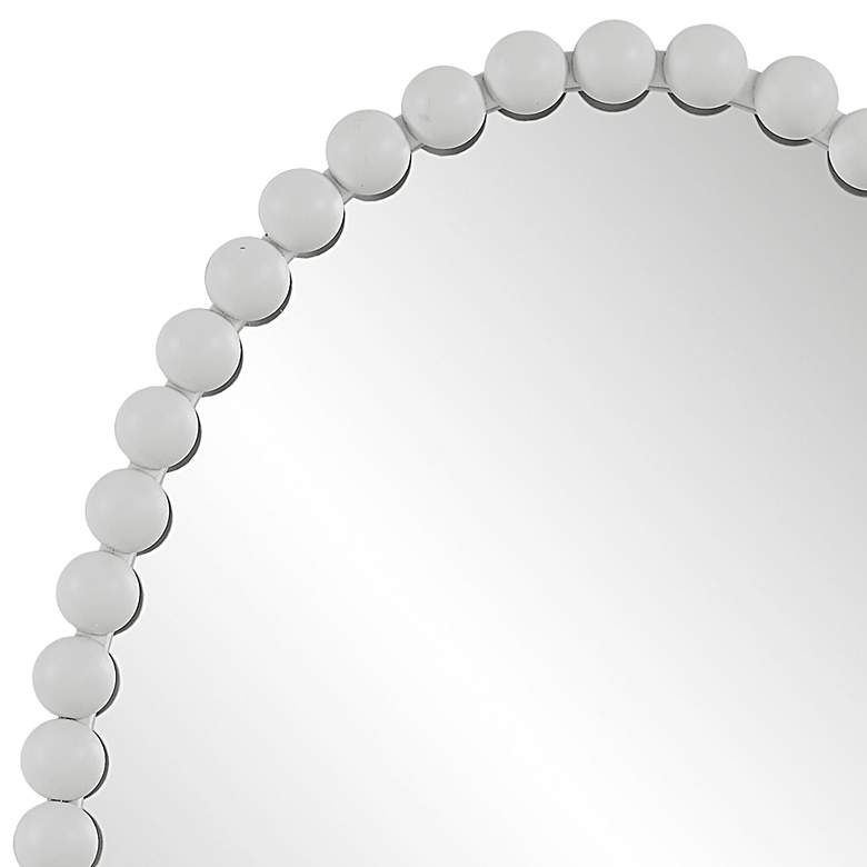 Image 4 Serna Matte White 20 inch x 30 inch Beaded Oval Wall Mirror more views