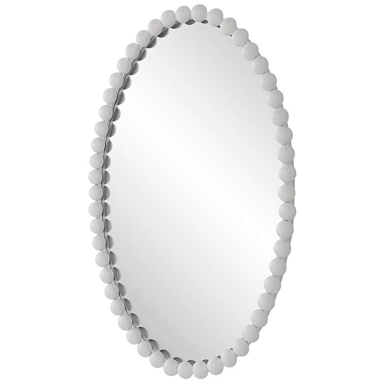 Image 6 Serna Matte White 20 inch x 30 inch Beaded Oval Wall Mirror more views