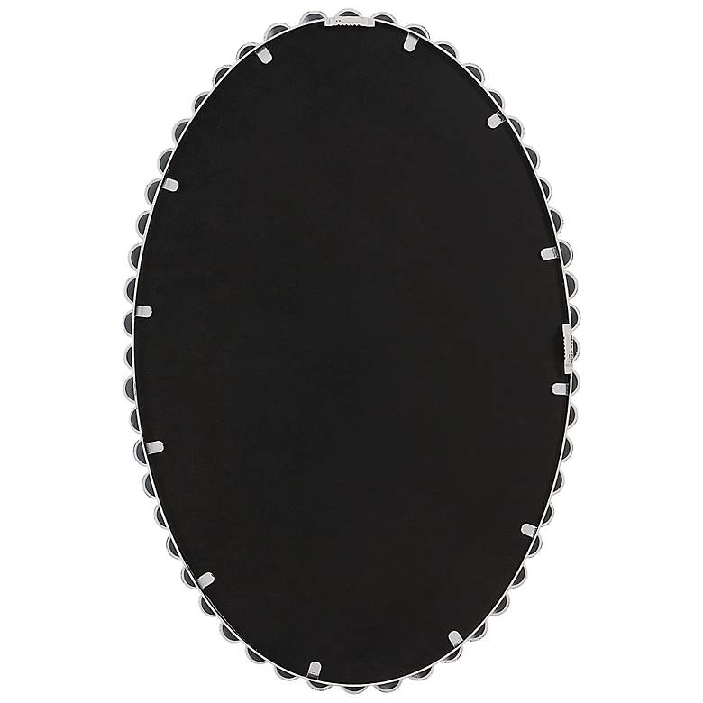 Image 7 Serna Matte White 20 inch x 30 inch Beaded Oval Wall Mirror more views