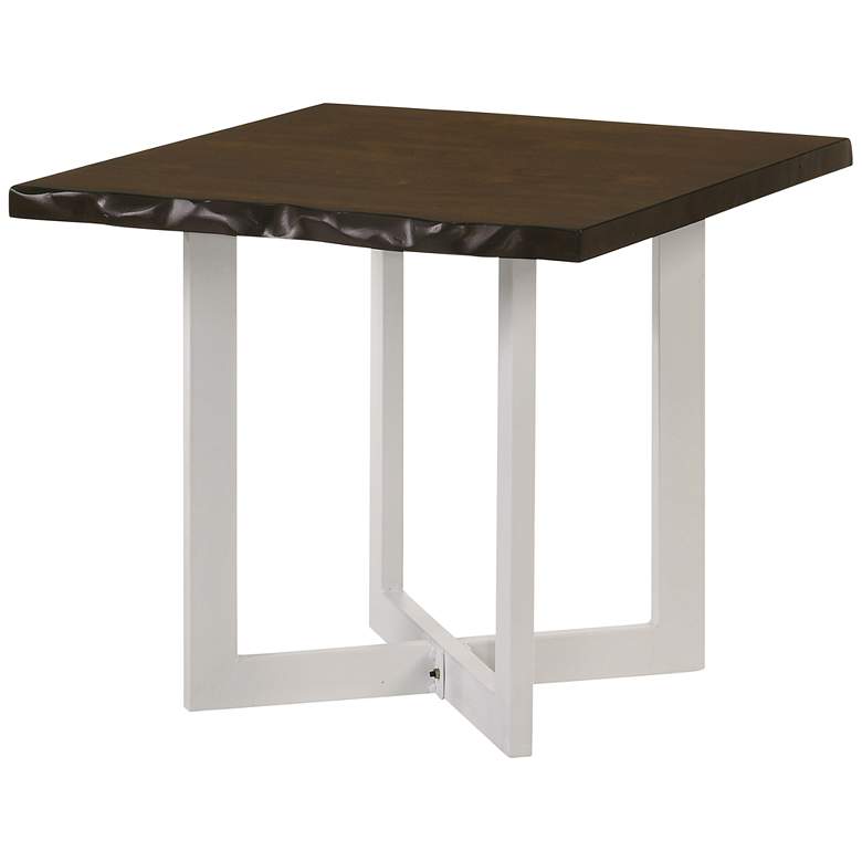 Image 3 Serona 22 inch Wide Oak Wood White Metal Square End Table