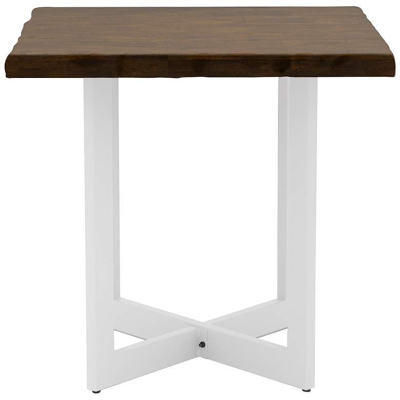 Image 5 Serona 22 inch Wide Oak Wood White Metal Square End Table more views