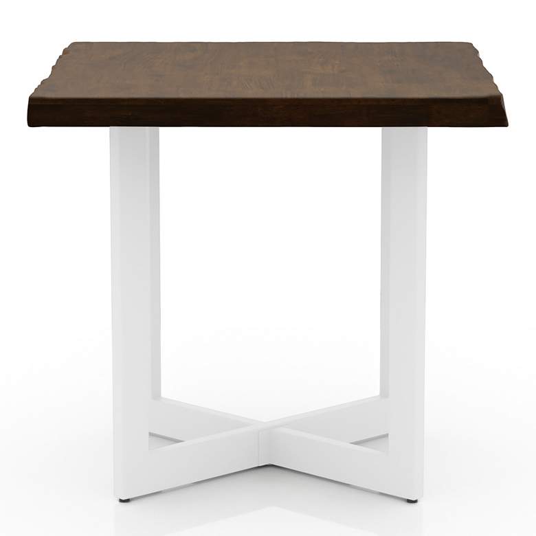 Image 6 Serona 22 inch Wide Oak Wood White Metal Square End Table more views