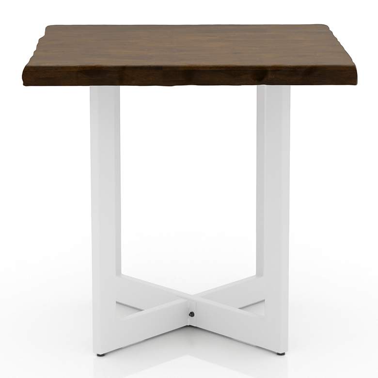 Image 7 Serona 22 inch Wide Oak Wood White Metal Square End Table more views