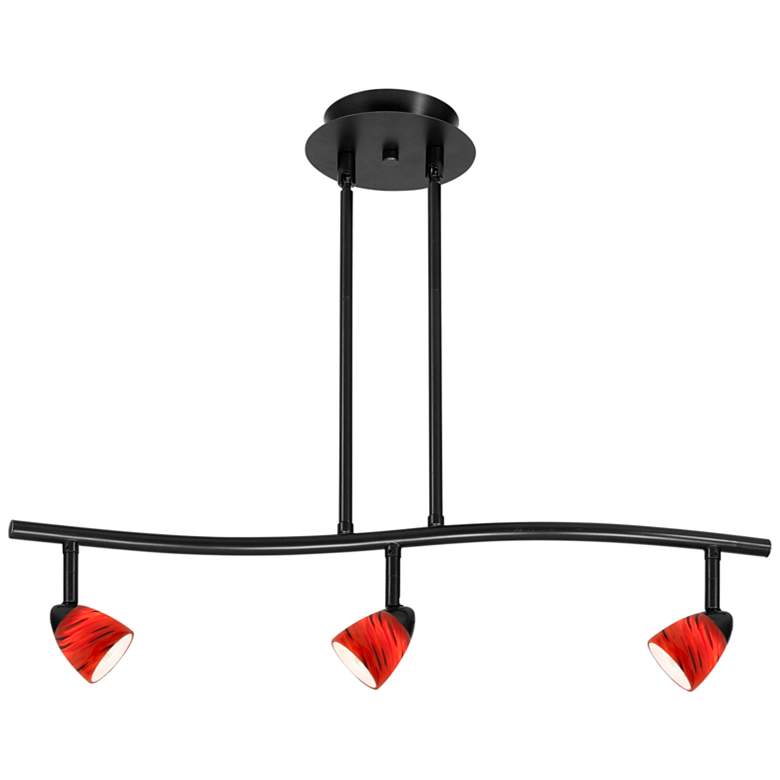 Image 1 Serpentine 3-Light Black and Red Adjustable Track Fixture