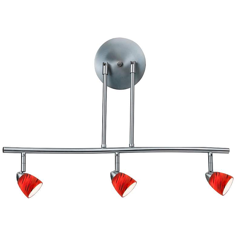 Image 1 Serpentine 3-Light Steel and Red Adjustable Track Fixture